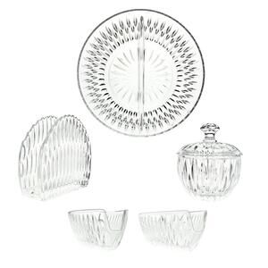Princess House “Highlights” 5-Piece Crystal Dinnerware Serving Hostess Set